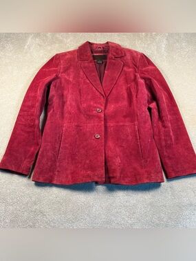 Vintage Siena Red Leather Suede Jacket Blazer 2‎ Button g III apparel women's 12